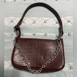 Urban Outfitters Brown Croc-Embossed Shoulder Bag